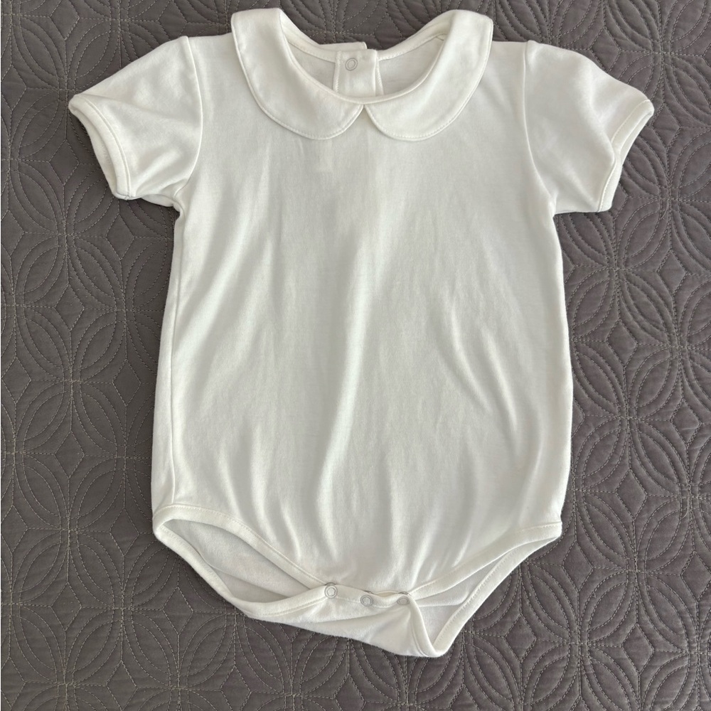 White Baby Onesie with Peter Pan Collar